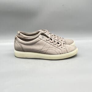 ECCO Shoes Womens 6 Beige Nubuck Lace Up Walking Sneakers Comfort Lightweight